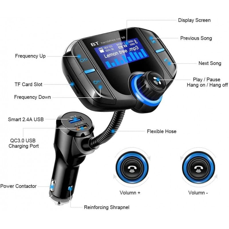 PBuddy Original Car Charger FM Transmitter Car Radio Bluetooth Kit Dual USB QC3.0 Wireless MP3 Player Charger Adapter Hands-Free BT Tuner FM Modulator PBuddy Original Car Charger FM Transmitter Car Radio Bluetooth Kit Dual USB QC3.0 Wireless MP3 Player Charger Adapter Hands-Free BT Tuner FM Modulator